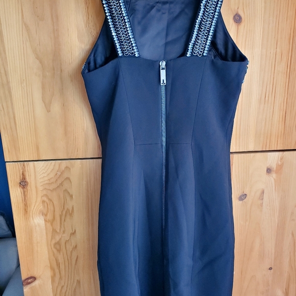 Ted Baker NWT LBD Black Form Fitting Metal Accented Fully Lined Dress 0 - Picture 3 of 7
